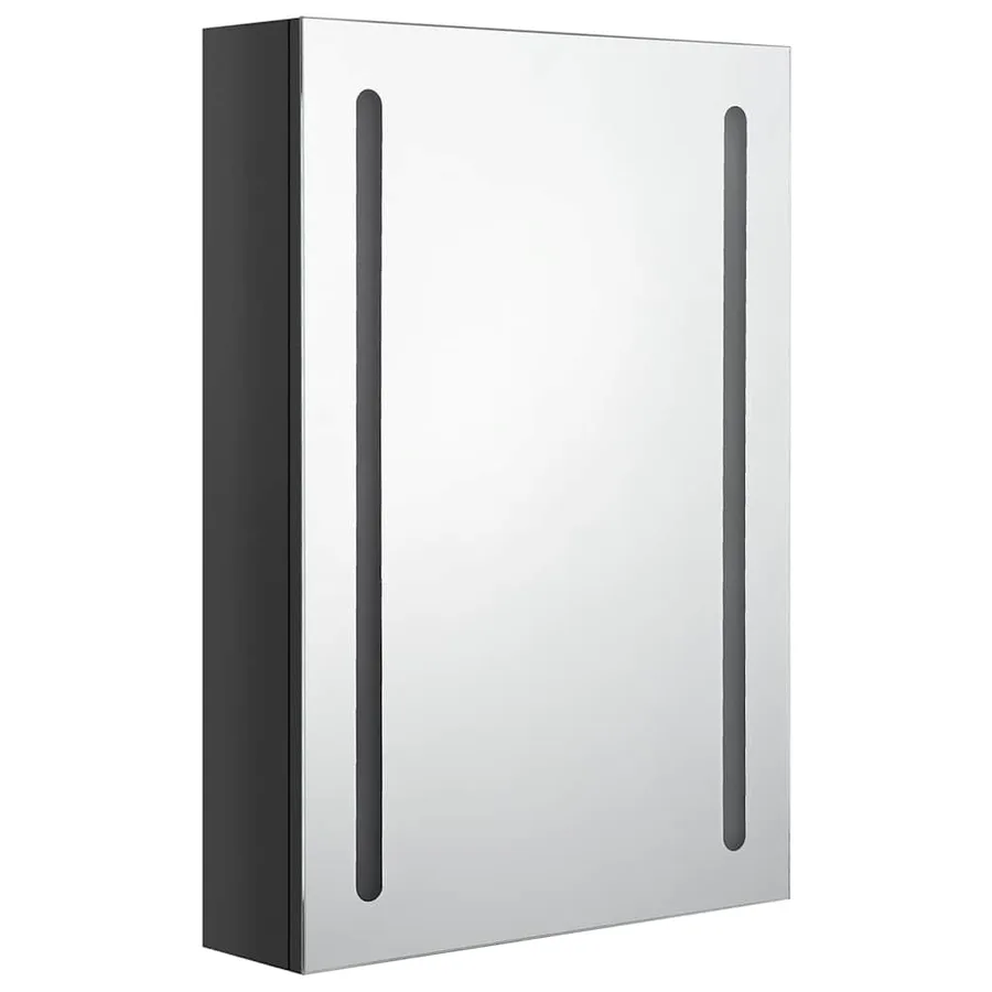 Armoire de salle de bain à miroir LED noir brillant 50x13x70 cm - 3