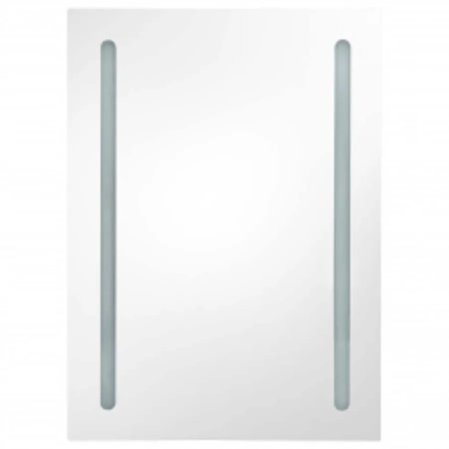 Armoire de salle de bain à miroir LED noir brillant 50x13x70 cm - 4