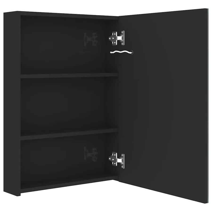 Armoire de salle de bain à miroir LED noir brillant 50x13x70 cm - 5
