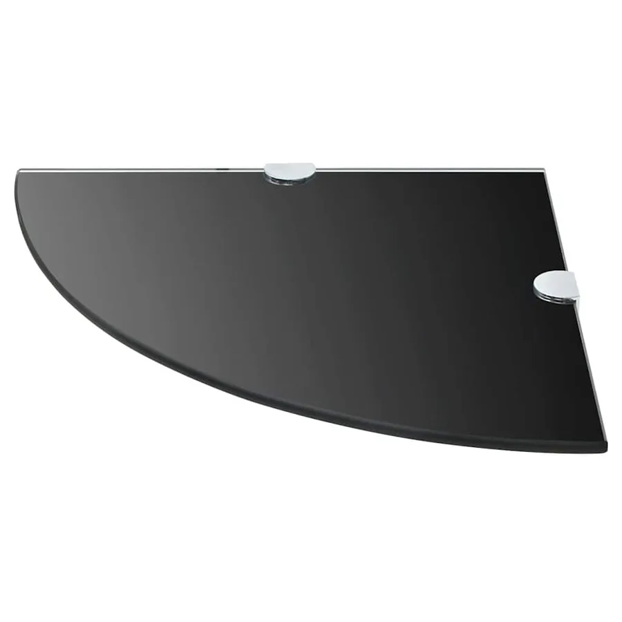 Étagères d'angle 2 pcs et supports chromés Verre Noir 25x25 cm - 3