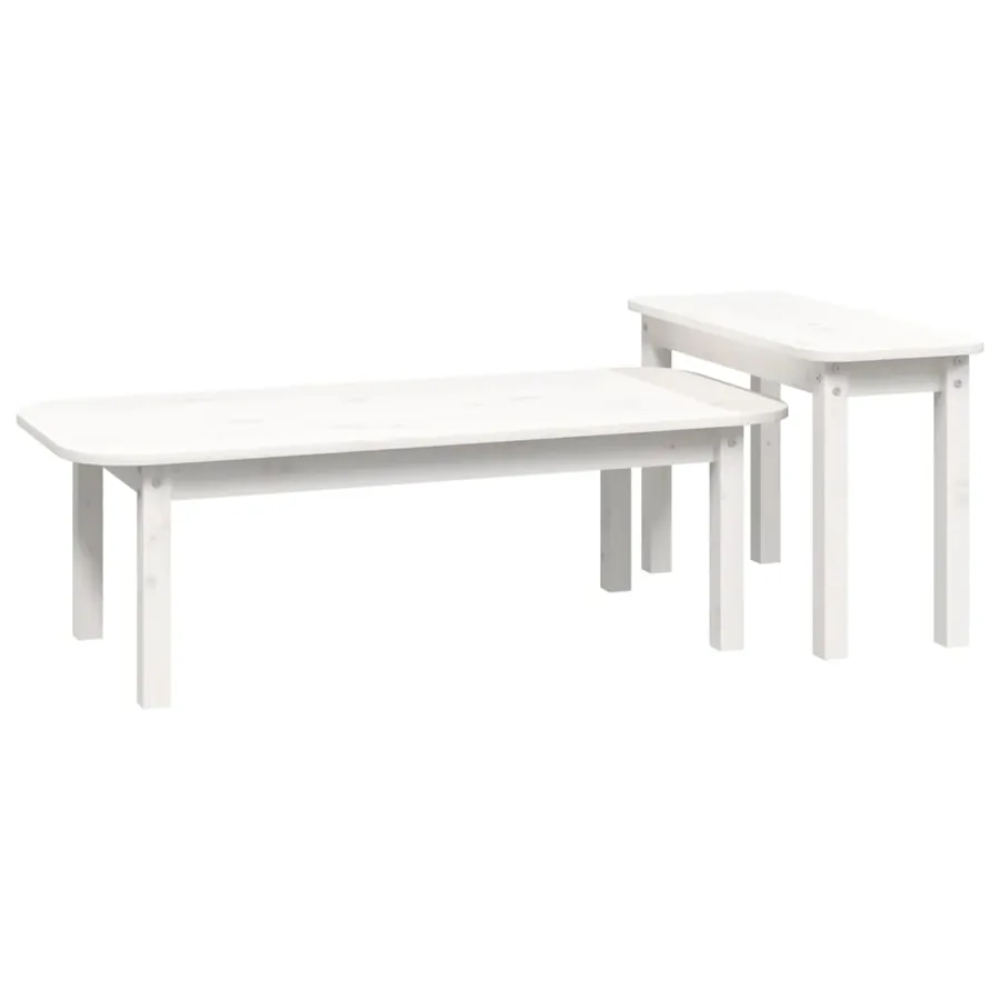 Ensemble de tables basses 2 pcs Blanc Bois massif de pin - 5