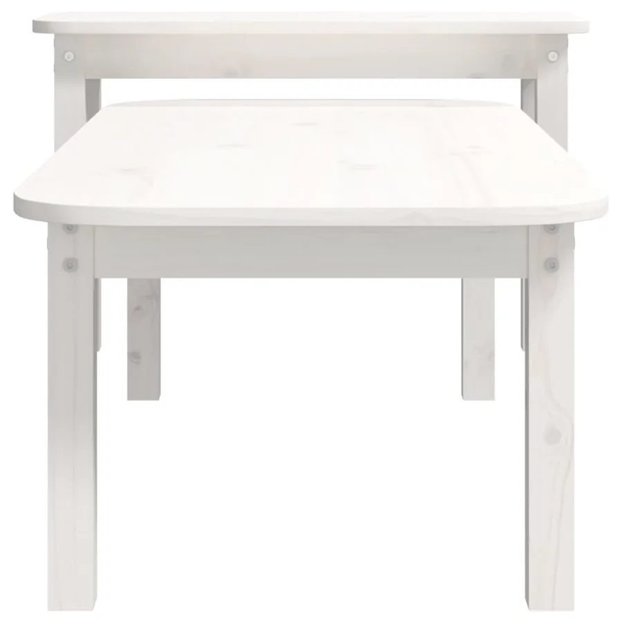 Ensemble de tables basses 2 pcs Blanc Bois massif de pin - 7