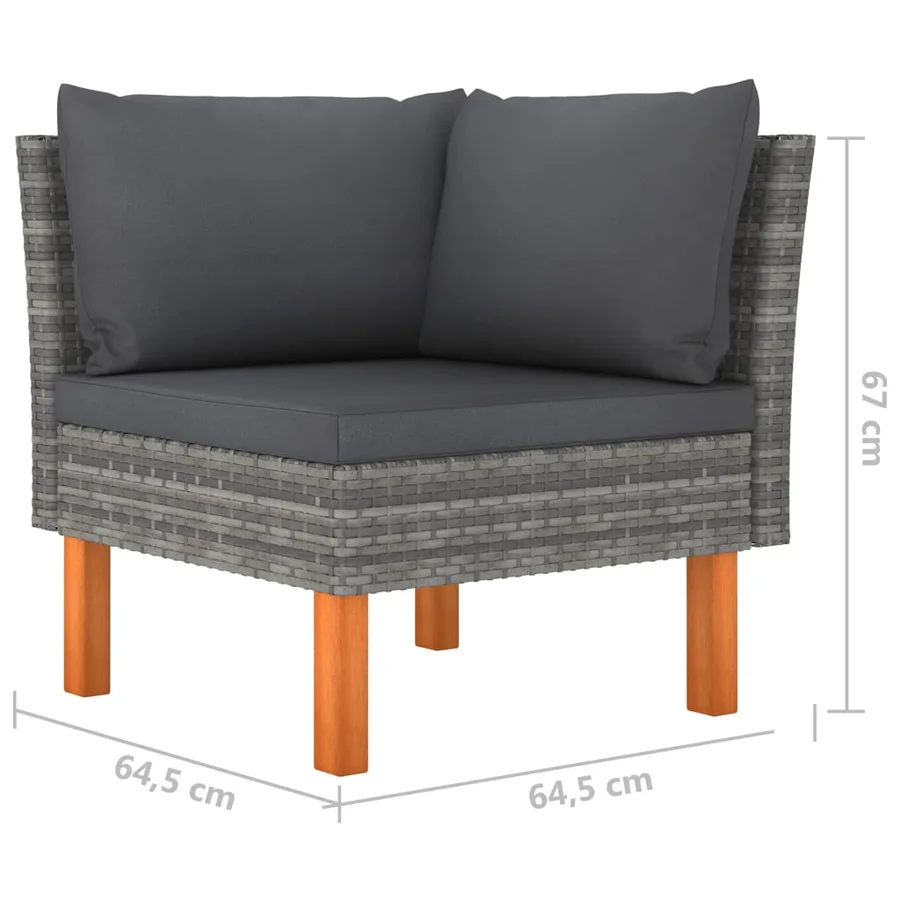 Salon de jardin 9 pcs avec coussins Résine tressée Gris - 7