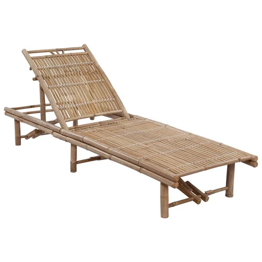 Chaise longue de jardin avec coussin Bambou - 2