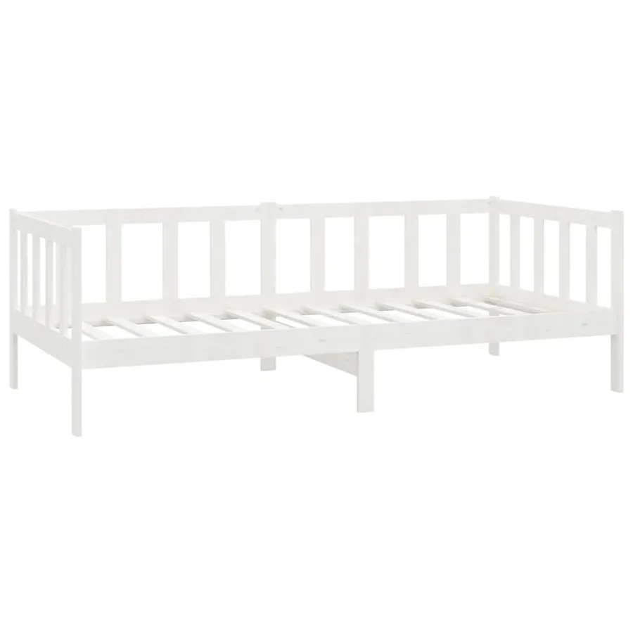 Lit de repos avec matelas 90x200 cm Blanc Bois de pin massif - 5