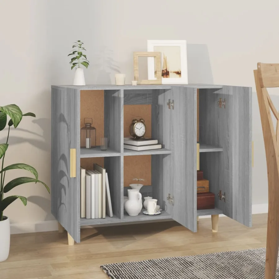 Buffet sonoma gris 90x34x80 cm bois d'ingénierie - 6