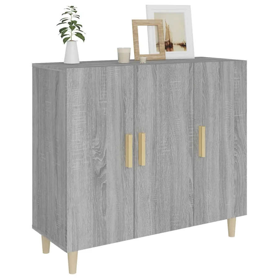 Buffet sonoma gris 90x34x80 cm bois d'ingénierie - 7