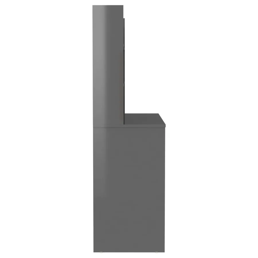 Table de maquillage avec éclairage LED MDF Gris brillant - 4
