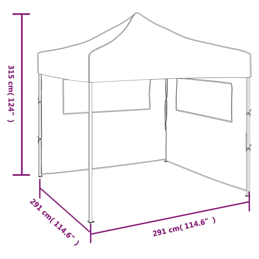 Tente de réception escamotable avec 2 parois 3x3 m Anthracite - 9