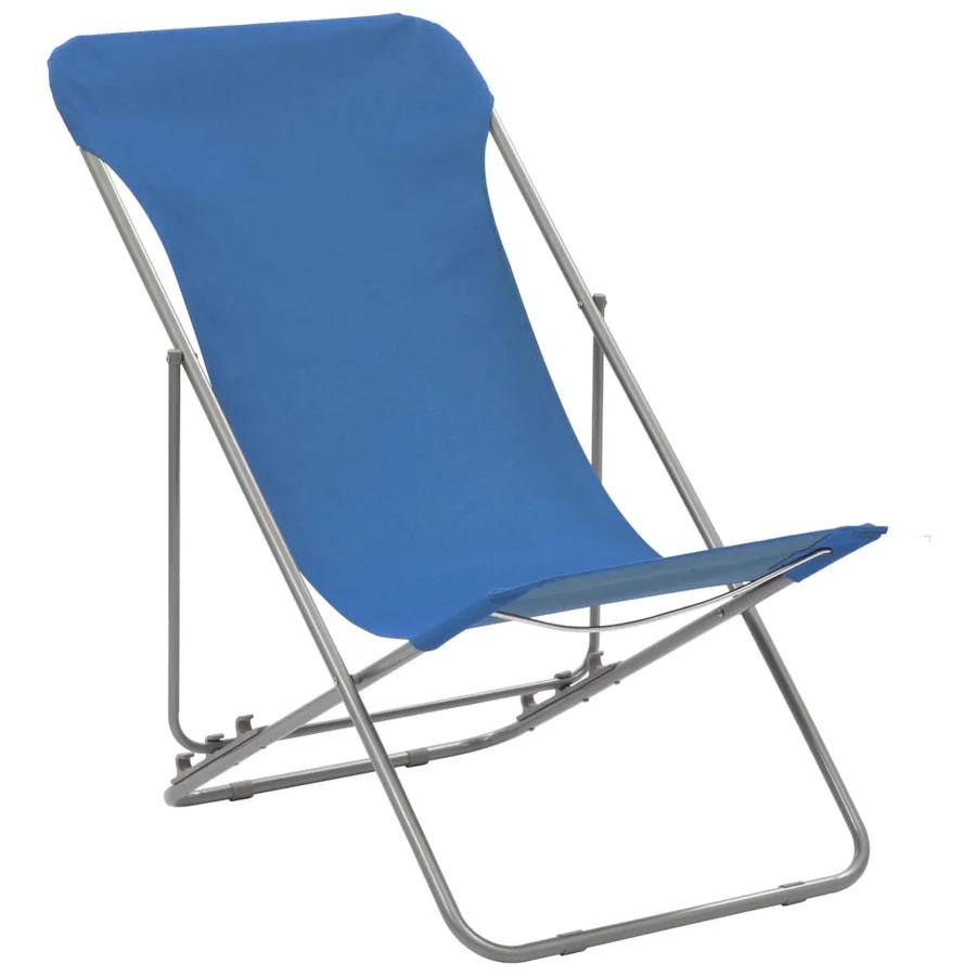 Chaises de plage pliables lot de 2 Acier et tissu oxford Bleu - 2