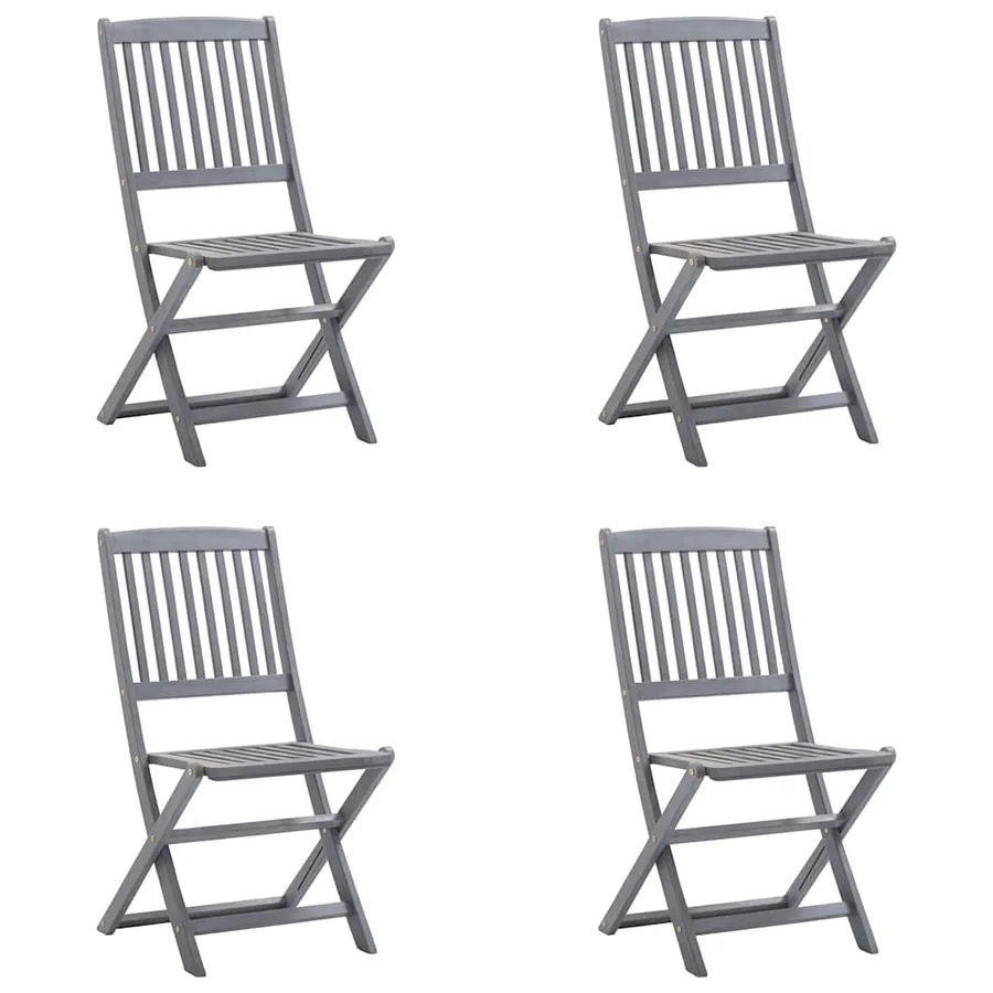 Chaises pliables d'extérieur lot de 4 et coussins Bois d'acacia - 8