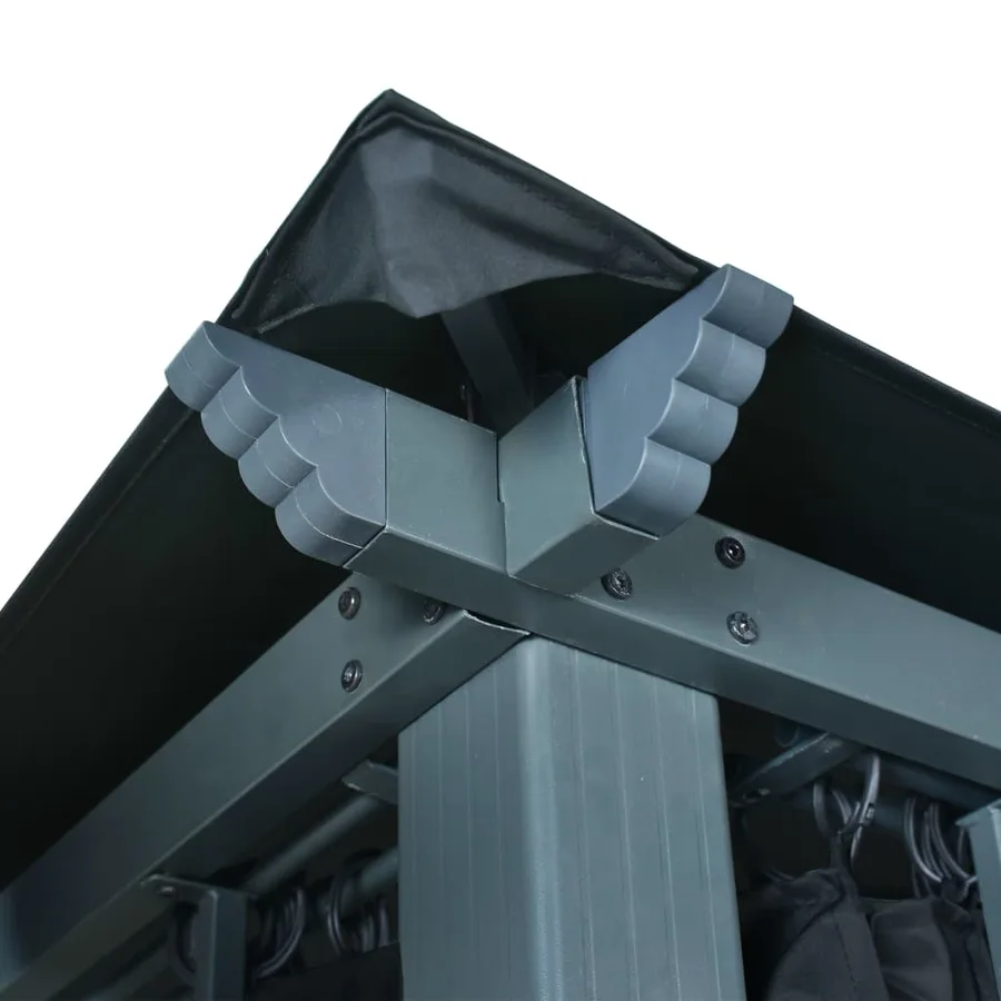 Tonnelle avec rideau et lumières LED 3x3 m Anthracite Aluminium - 7