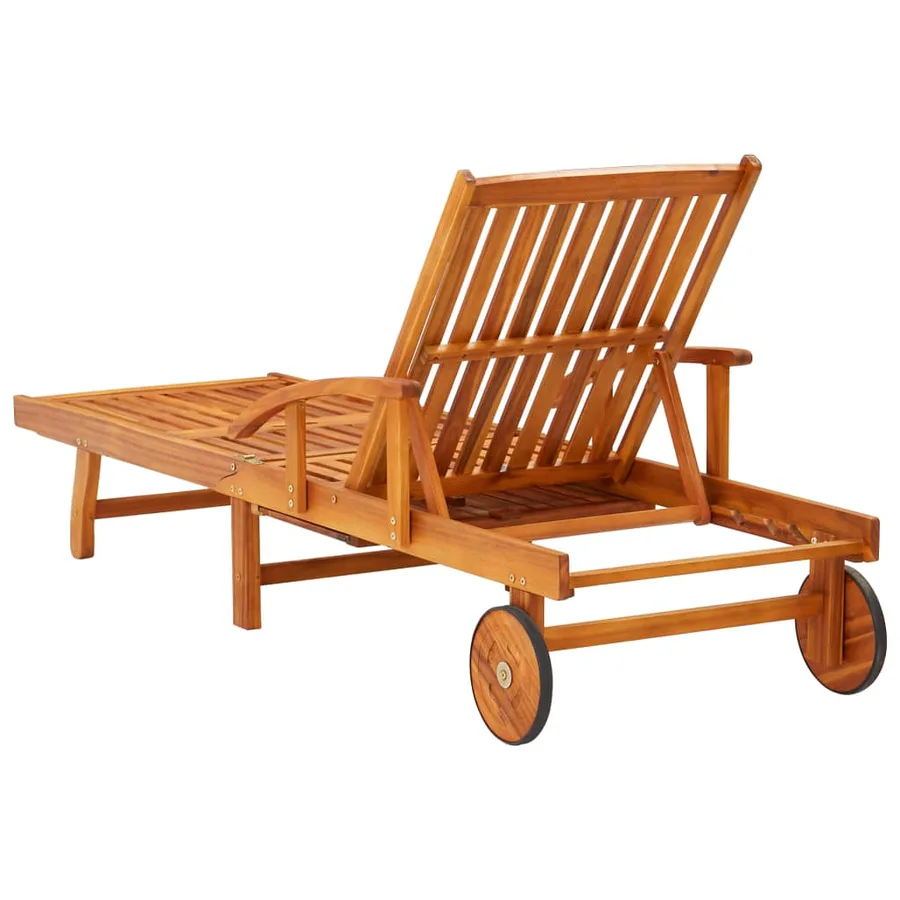 Chaises longues lot de 2 avec table et coussins Acacia solide - 3