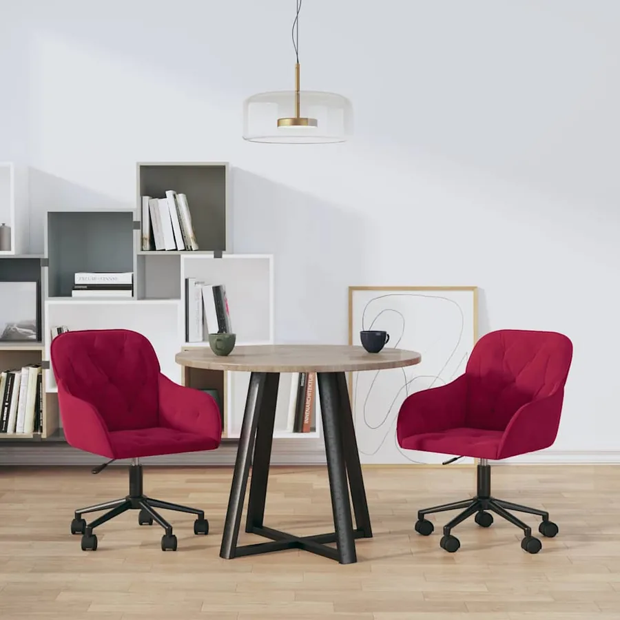 Chaises pivotantes à manger lot de 2 Rouge bordeaux Velours
