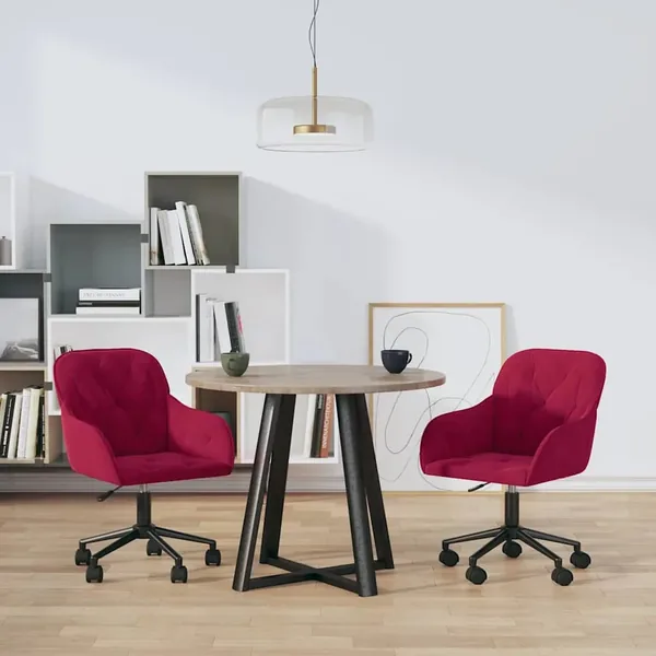 Chaises pivotantes à manger lot de 2 Rouge bordeaux Velours