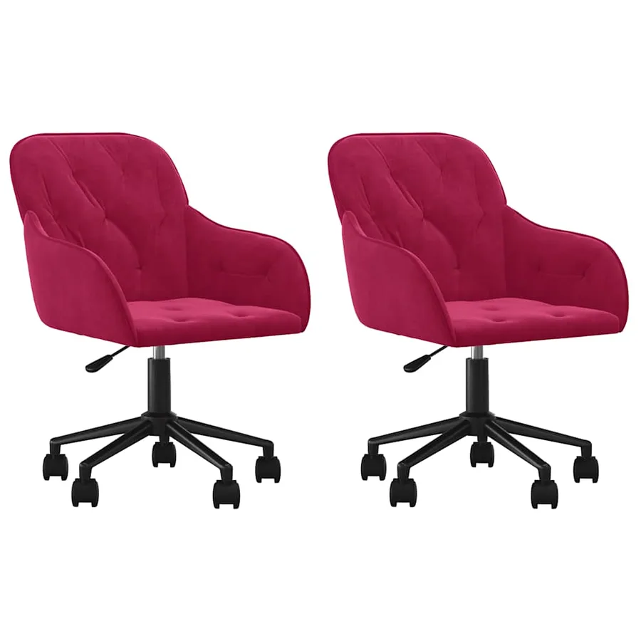 Chaises pivotantes à manger lot de 2 Rouge bordeaux Velours - 2