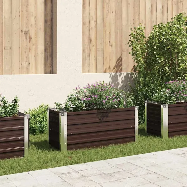 Lit surélevé de jardin Marron 100x40x45 cm Acier galvanisé