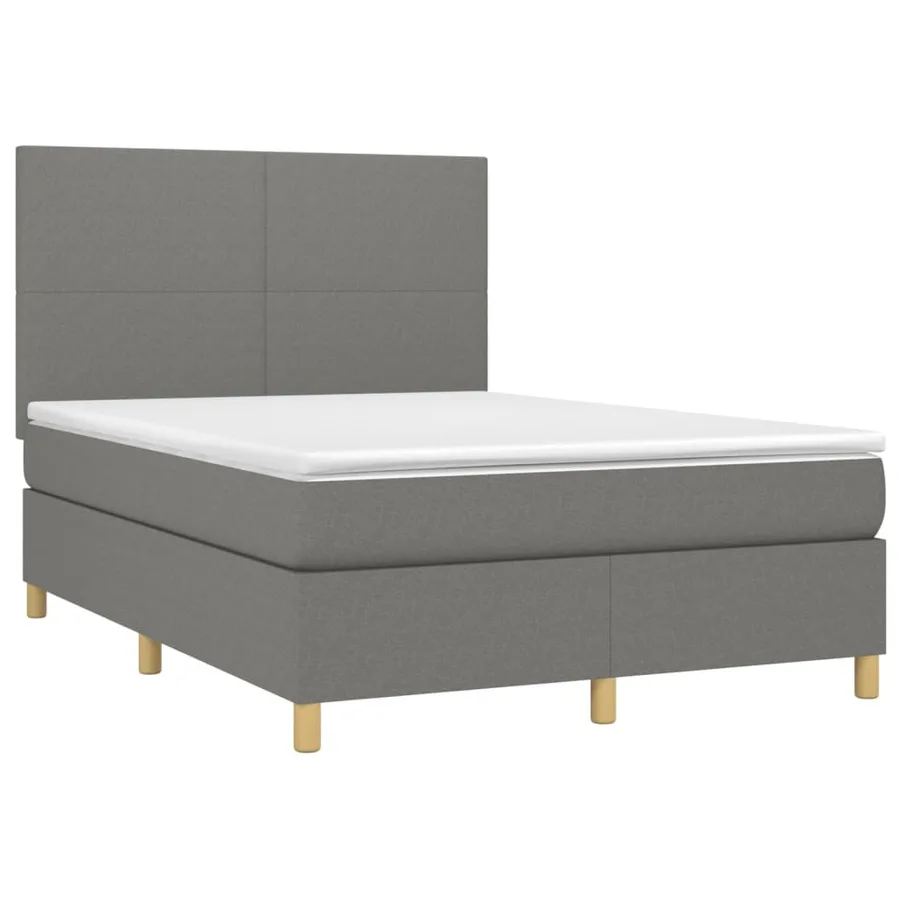 Sommier à lattes de lit et matelas et LED Gris foncé 140x200 cm - 3