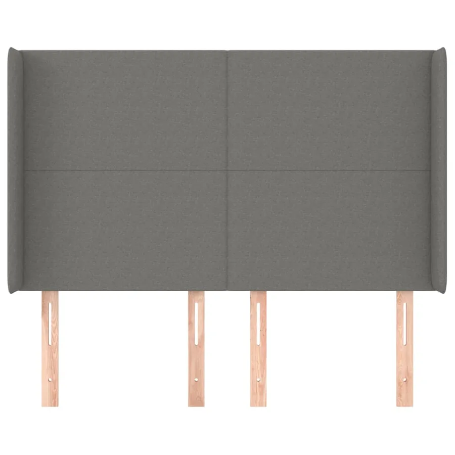 Tête de lit avec oreilles Gris foncé 147x16x118/128 cm Tissu - 3
