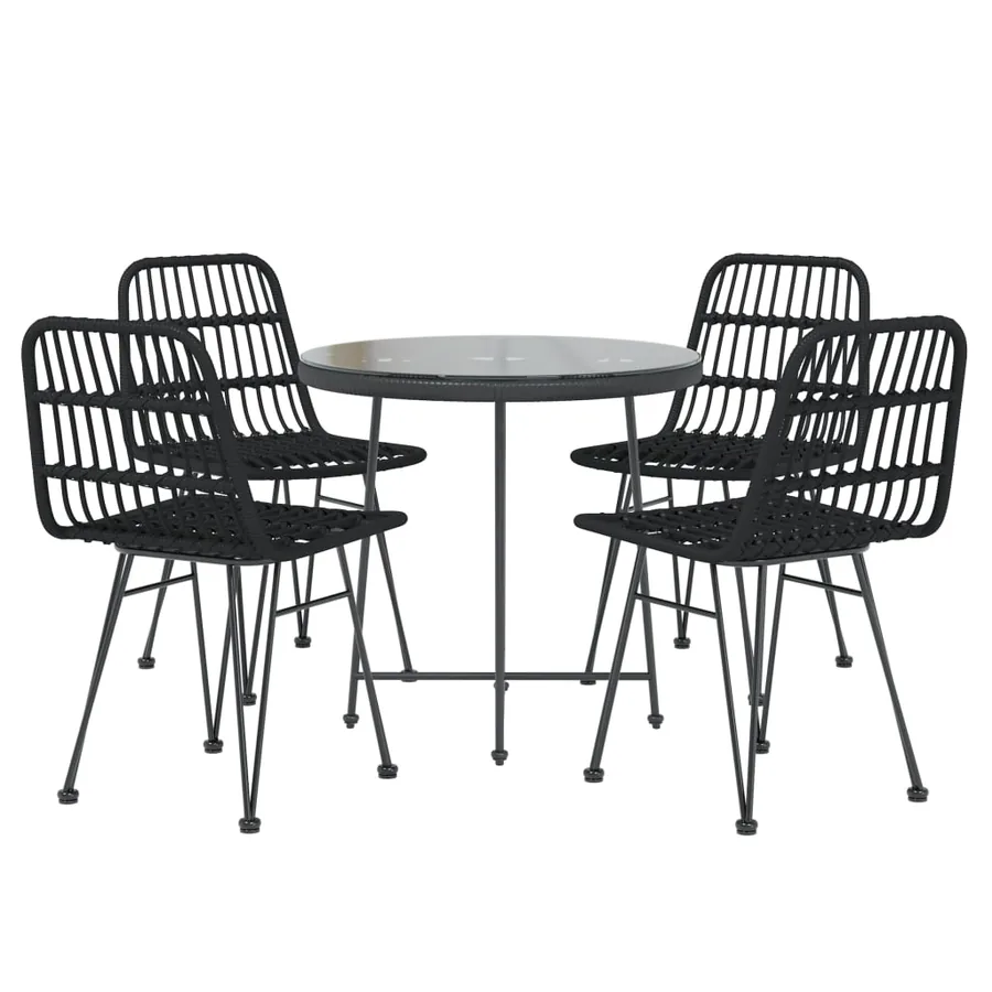 Ensemble à manger de jardin 5 pcs Noir Résine tressée - 3