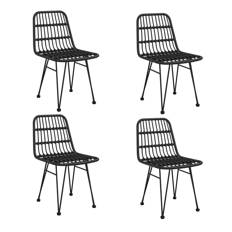 Ensemble à manger de jardin 5 pcs Noir Résine tressée - 4