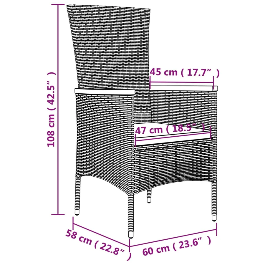 Ensemble à manger de jardin 9 pcs avec coussins Gris - 11