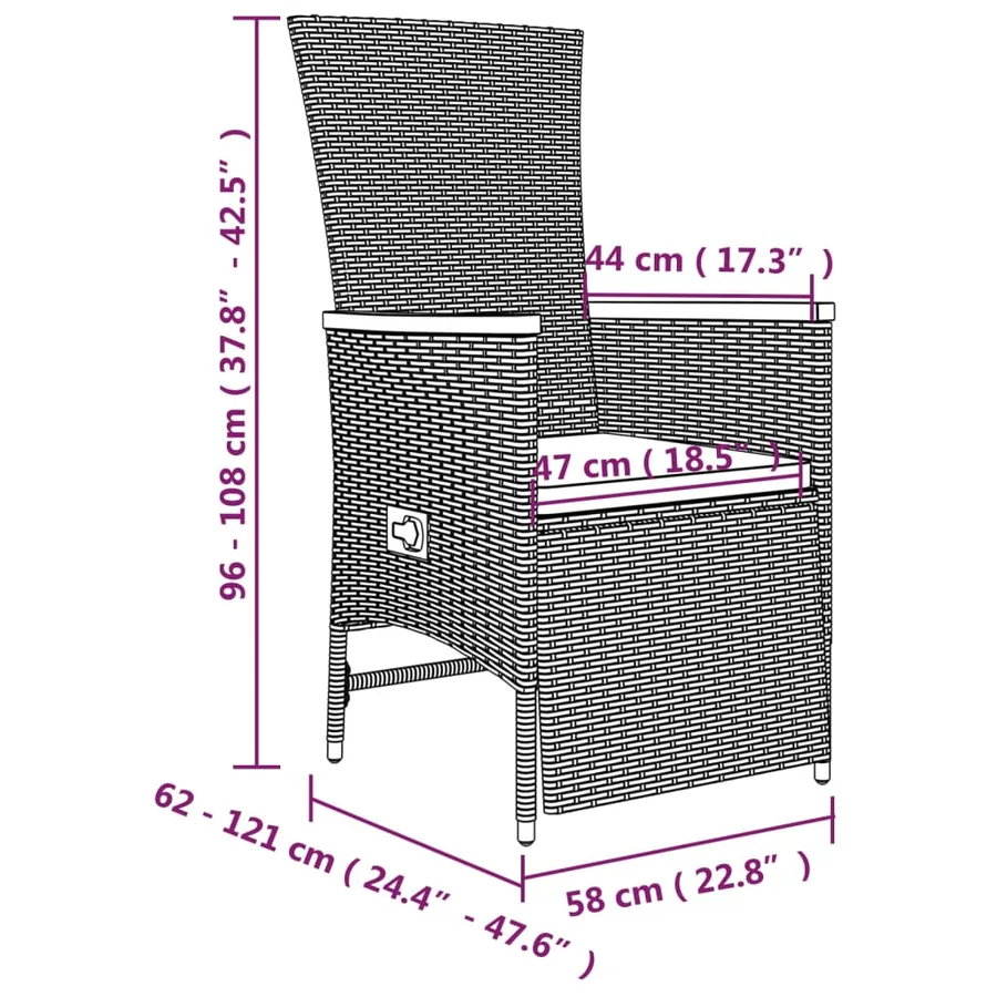 Ensemble à manger de jardin 9 pcs avec coussins Gris - 12
