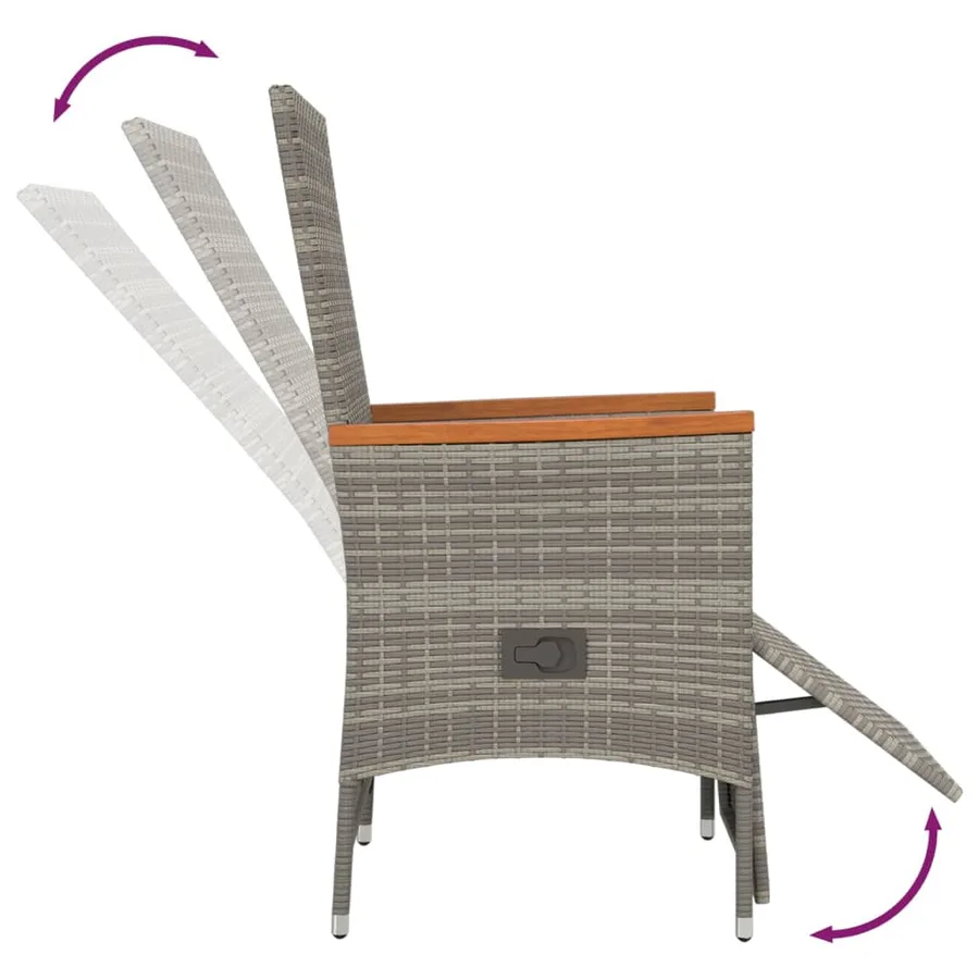 Ensemble à manger de jardin 9 pcs avec coussins Gris - 7