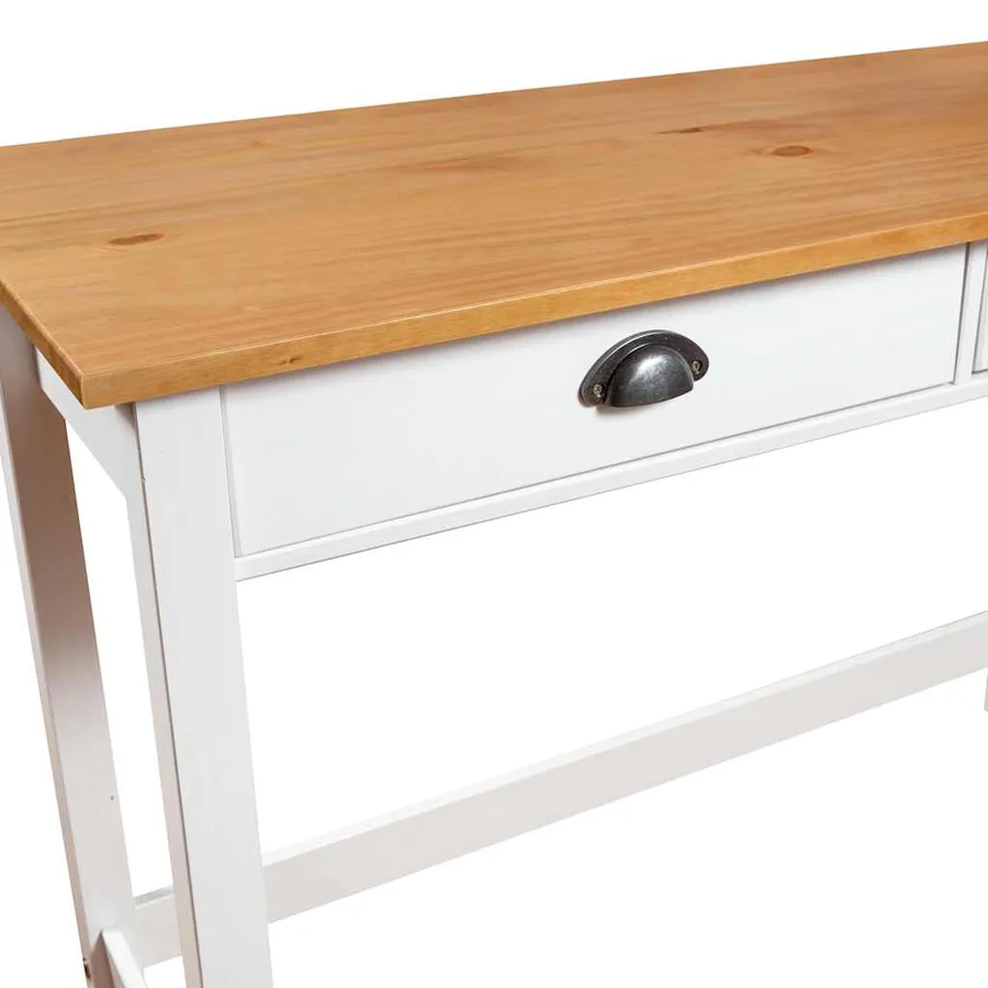 Table console Hill avec 2 tiroirs 110x45x74 cm Pin solide - 5