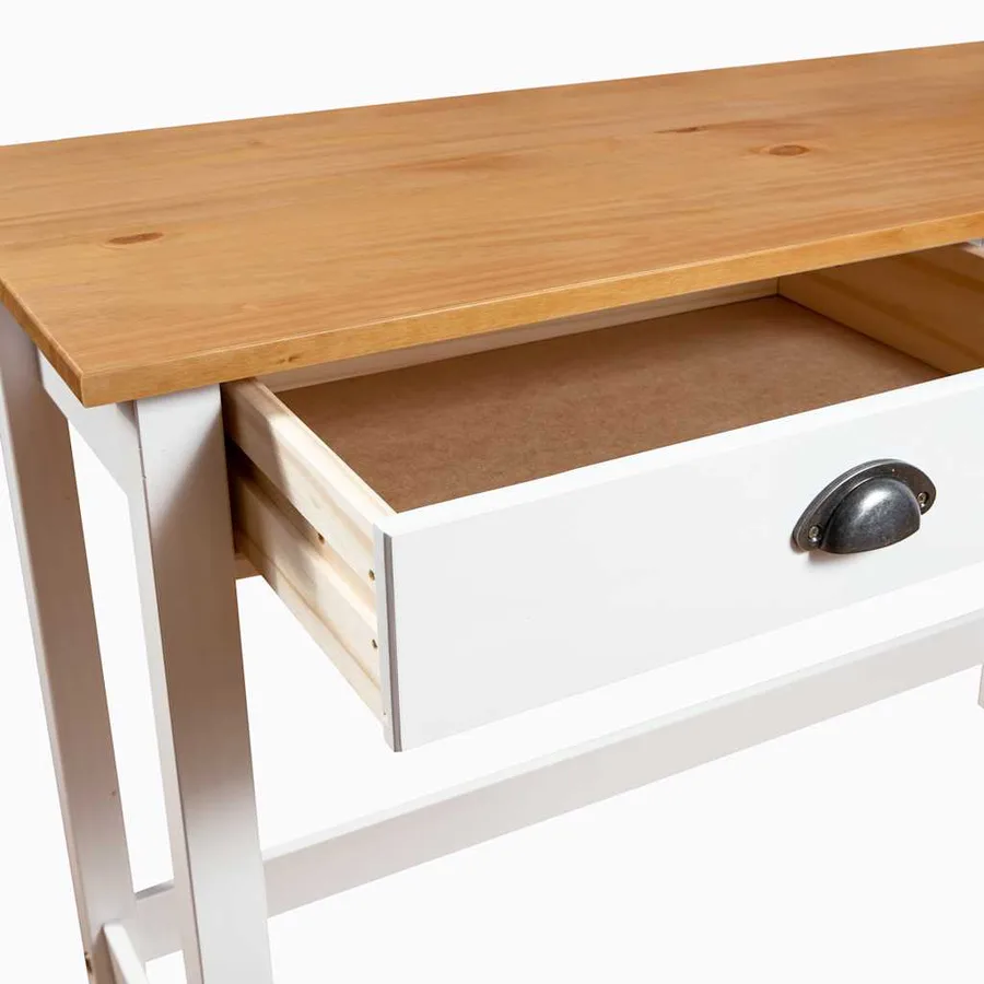 Table console Hill avec 2 tiroirs 110x45x74 cm Pin solide - 6