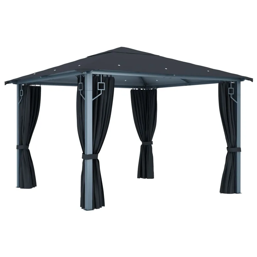 Tonnelle avec rideau 300x300 cm Anthracite Aluminium - 3