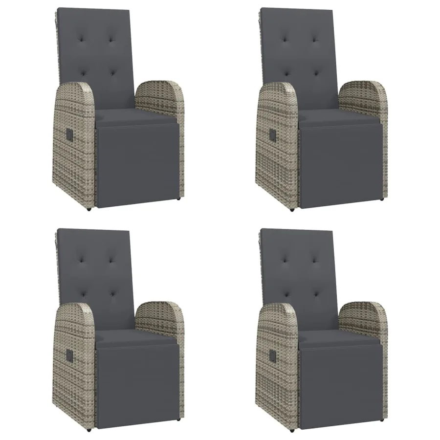 Ensemble à manger de jardin 5 pcs coussins gris résine tressée - 4