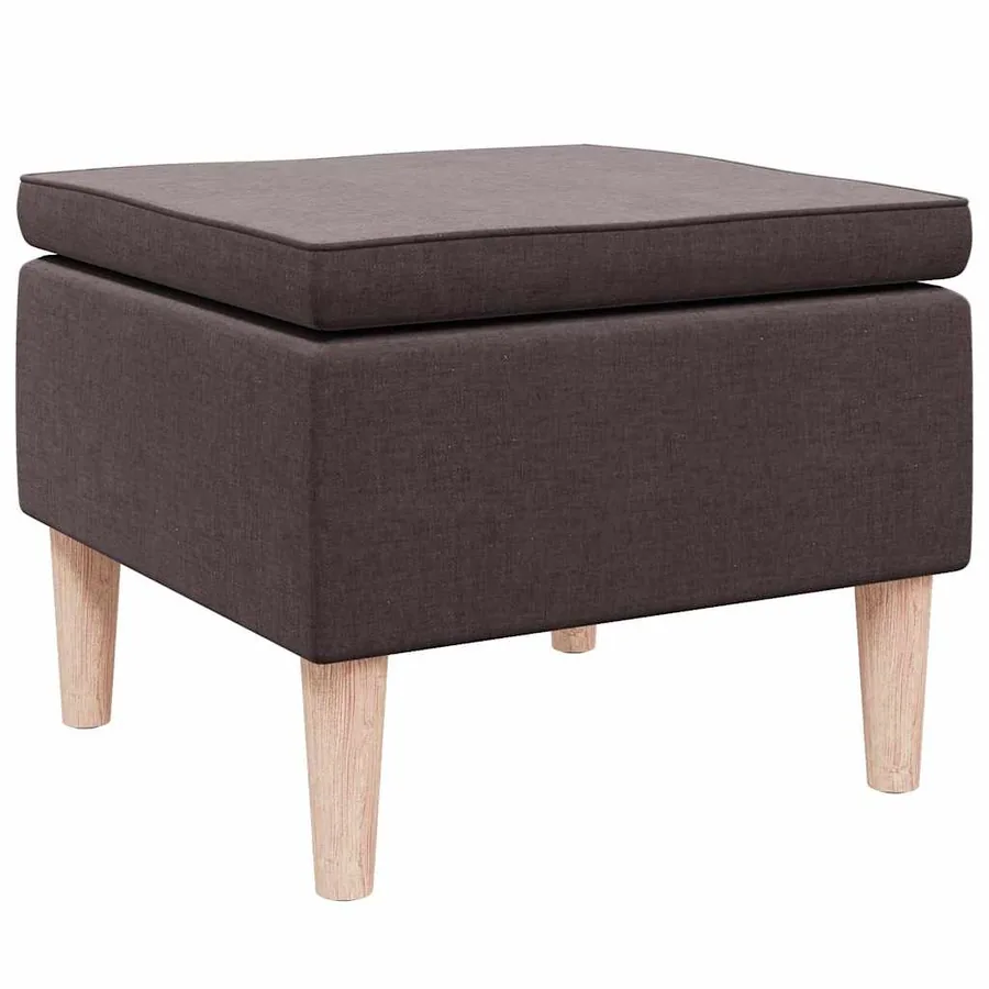 Tabouret avec pieds en bois Marron foncé Tissu - 4
