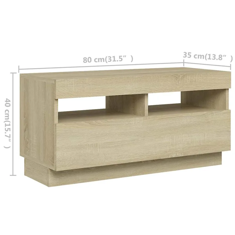 Meuble TV avec lumières LED Chêne sonoma 260x35x40 cm - 9