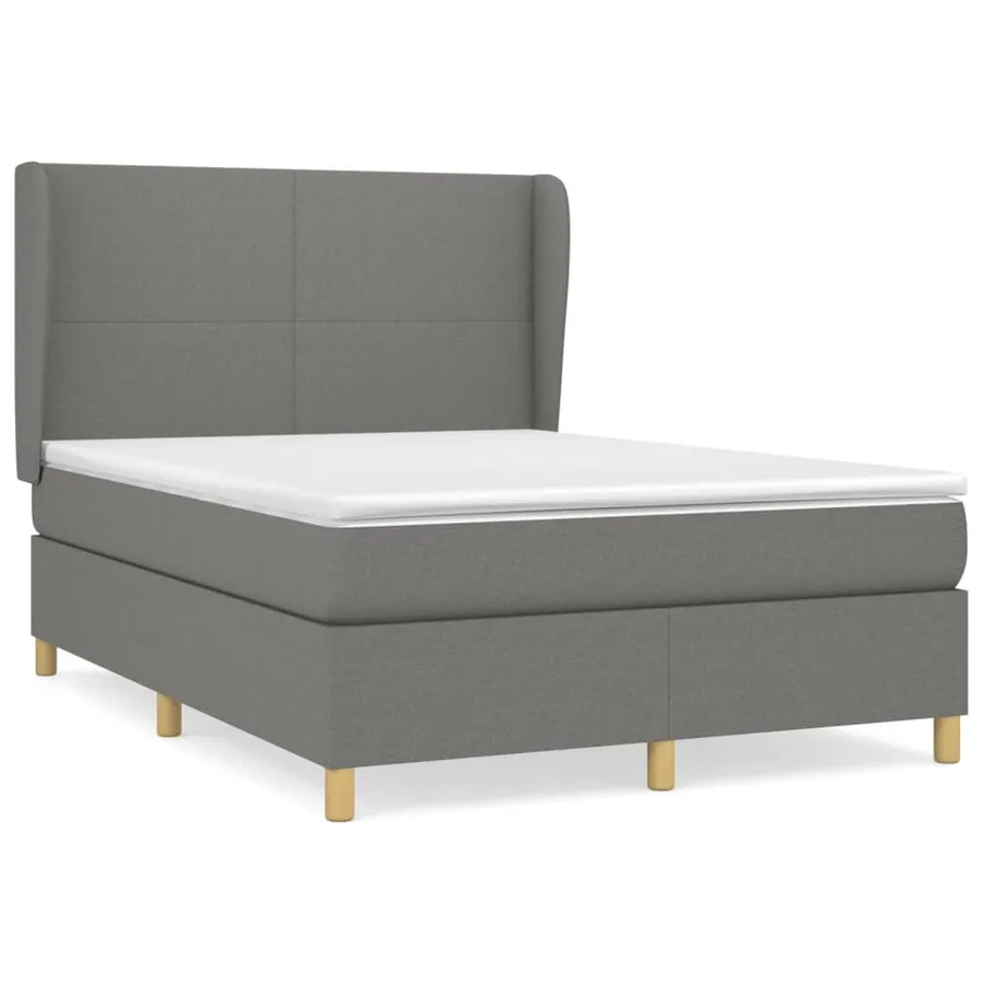 Sommier à lattes de lit avec matelas Gris foncé 140x190cm Tissu - 2