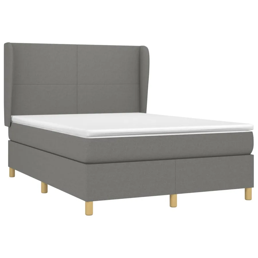Sommier à lattes de lit avec matelas Gris foncé 140x190cm Tissu - 3