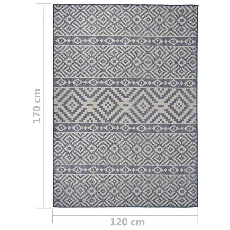 Tapis à tissage plat d'extérieur 120x170 cm Rayures bleues - 6