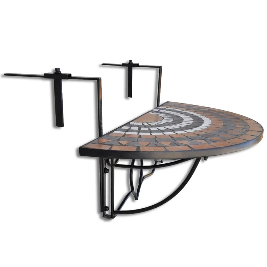 Table suspendue de balcon Terre cuite et blanc Mosaïque - 3