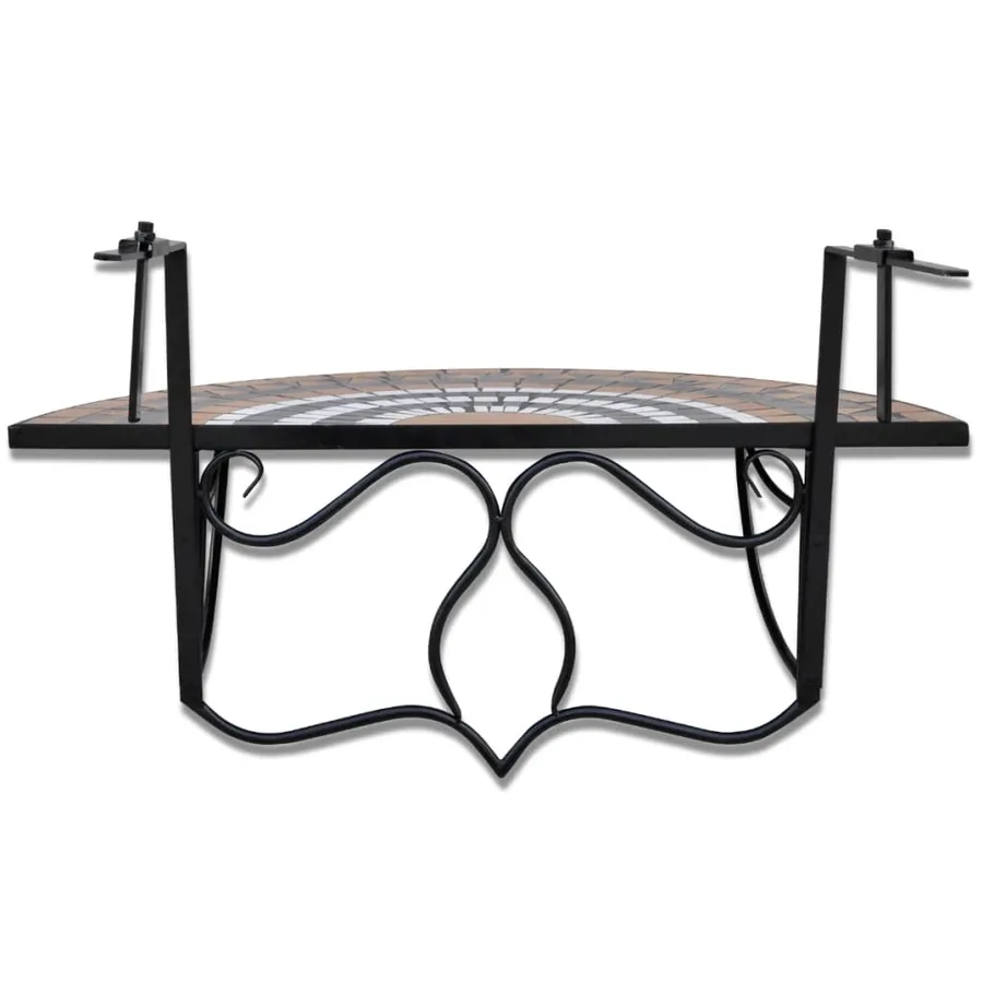 Table suspendue de balcon Terre cuite et blanc Mosaïque - 5