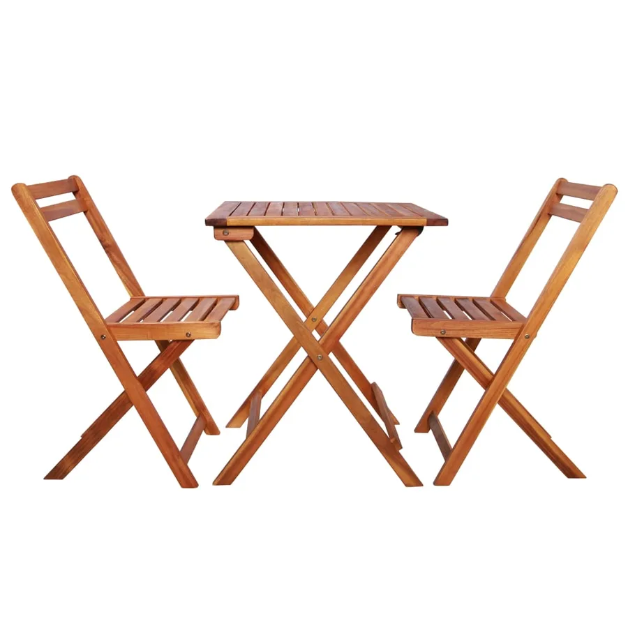 Mobilier de bistro pliable 3 pcs Bois d'acacia solide - 2