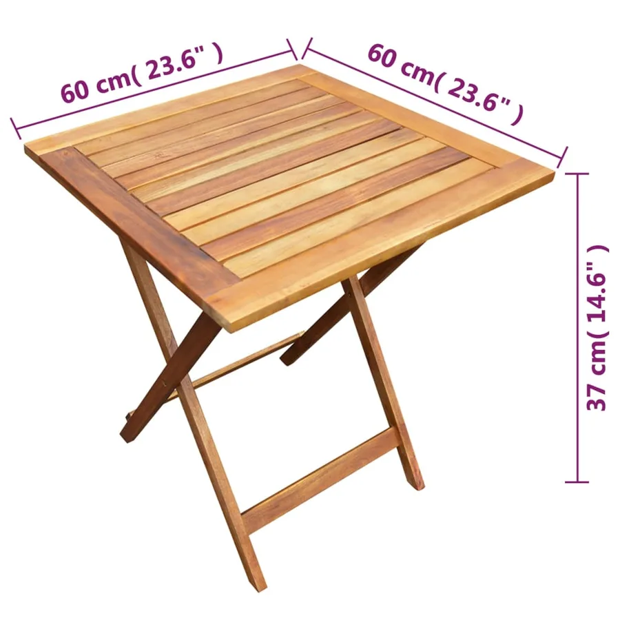 Mobilier de bistro pliable 3 pcs Bois d'acacia solide - 8