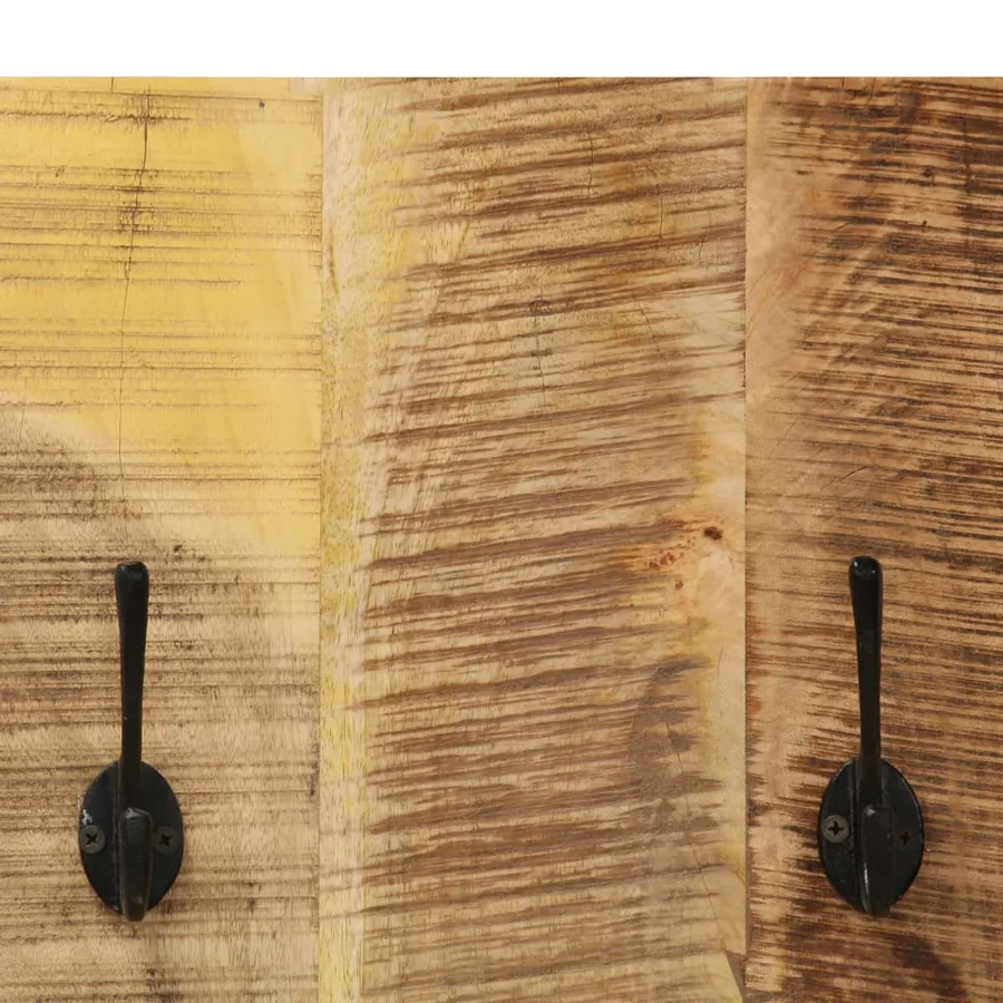 Porte-manteau mural 2 pcs Bois de manguier massif 36x110x3 cm - 5