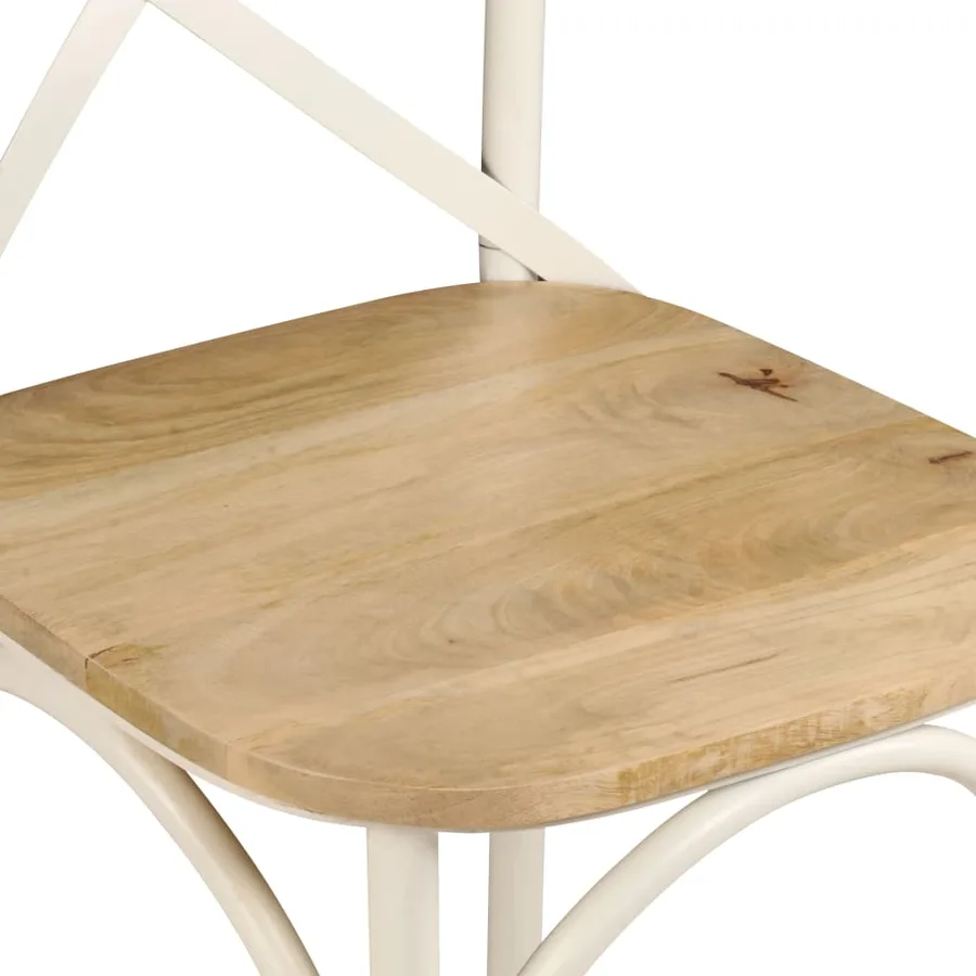 Chaises à dossier croisé lot de 6 blanc bois de manguier massif - 10