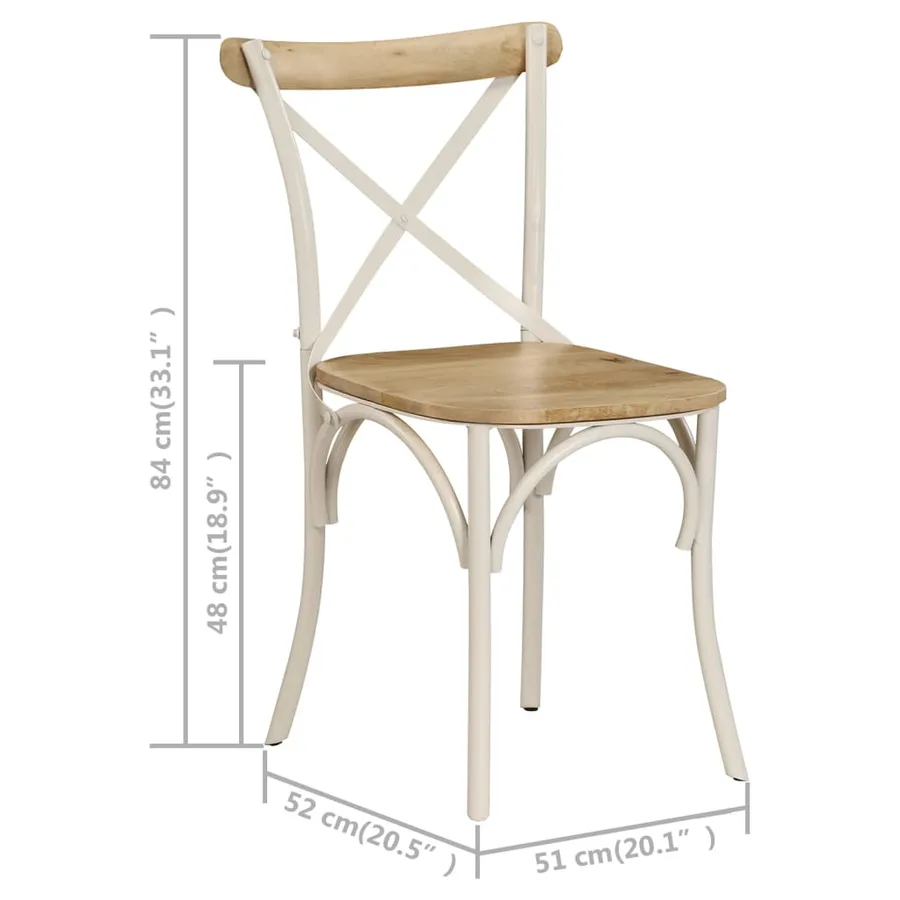 Chaises à dossier croisé lot de 6 blanc bois de manguier massif - 11