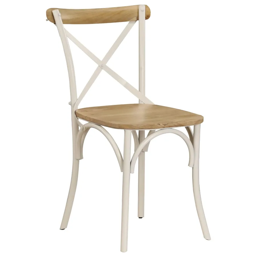 Chaises à dossier croisé lot de 6 blanc bois de manguier massif - 2