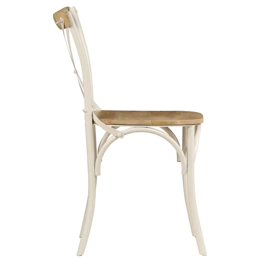 Chaises à dossier croisé lot de 6 blanc bois de manguier massif - 6