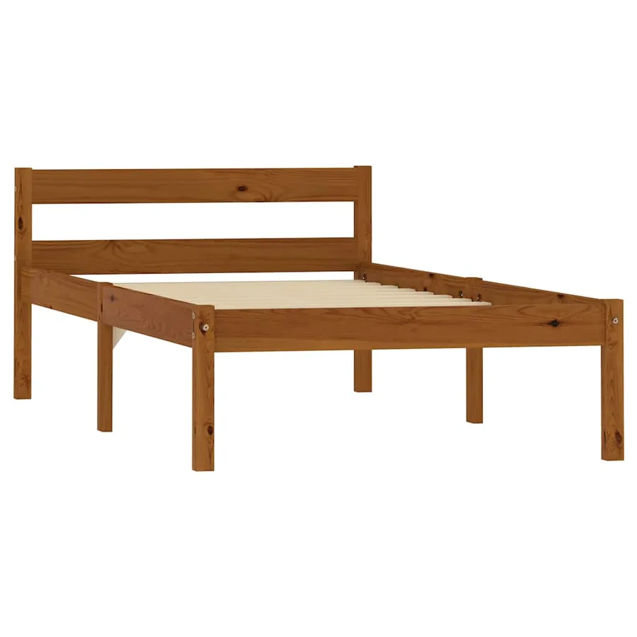 Cadre de lit sans matelas marron miel pin massif 100x200 cm - 2
