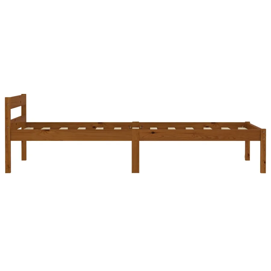 Cadre de lit sans matelas marron miel pin massif 100x200 cm - 4