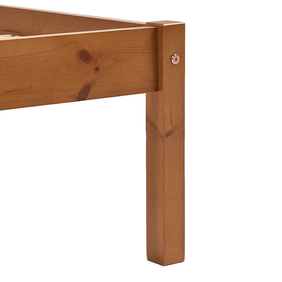 Cadre de lit sans matelas marron miel pin massif 100x200 cm - 6