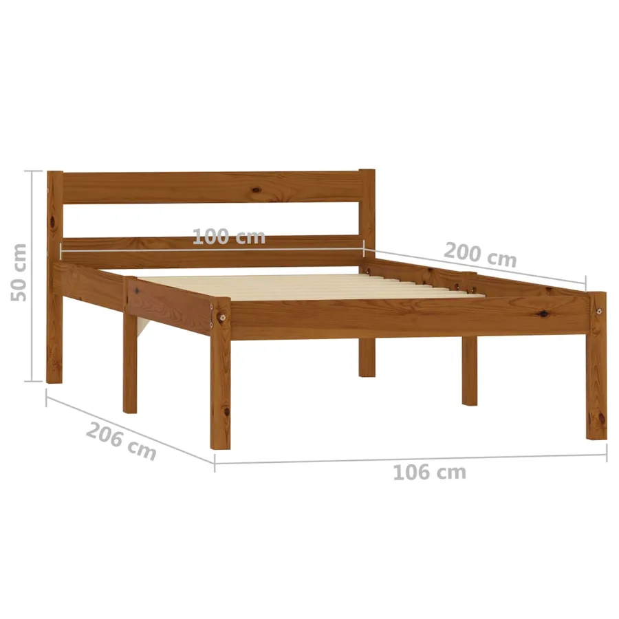 Cadre de lit sans matelas marron miel pin massif 100x200 cm - 8